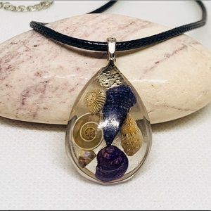 Seashell teardrop necklace, seashell jewelry